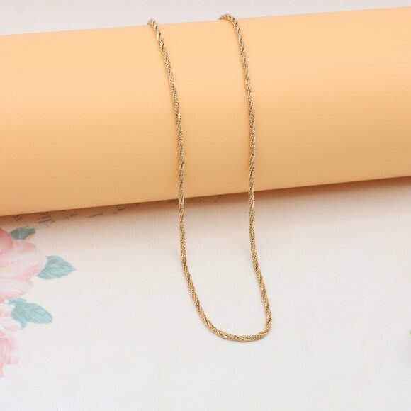 Elegant Twisted Rose Gold Necklace Gold Plated Brass, XPNL0340 - Picture 7 of 12